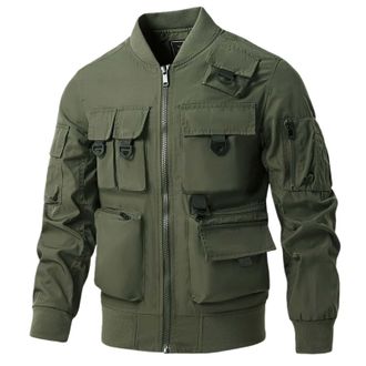Generic Mens Military Tactical Jacket,Multi Pockets Bomber Jacket,Lightweight Casual Spring Fall Windbreaker (Army Green,XL)