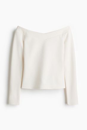 H&M Off-Shoulder-Shirt - Weiss