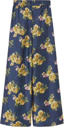 La DoubleJ Pantaloni a palazzo con stampa a fiori - Blu