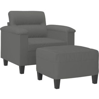 vidaXL Vidaxl - Sill&oacute;n Con Taburete Tela De Microfibra Gris Oscuro 60 Cm
