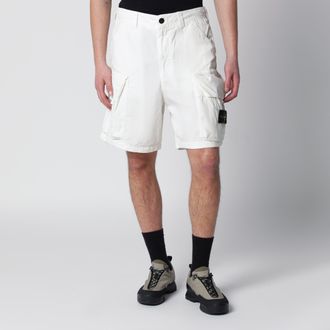 Stone Island White cotton and nylon ripstop cargo shorts