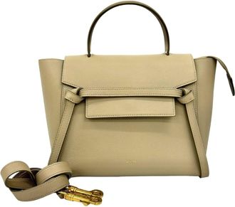 Celine Beige Leather Handbag Shoulder Bag Tote Bag (Pre-Owned)