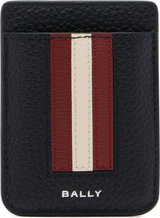 Bally ribbon grained-leather card holder - men - Bovine Split Leather/Calf Leather - One Size - Black