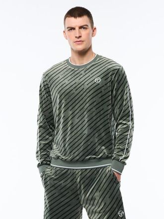 Sergio Tacchini Obliquo Velour Crewneck in Agave Green at Nordstrom, Size Xxx-Large