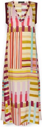 Elena Miro Lange Jurk van Satin met Print - Dames - Casual kleedjes - Veelkleurig - 6XL - Katoen - Kleedjes