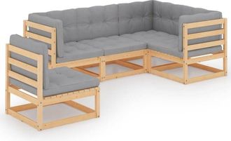 vidaXL Vidaxl - Juego De Muebles De Jard&iacute;n 5 Pzas Y Cojines Madera Pino Maciza