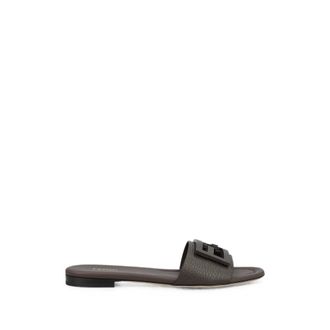 Fendi Brown Textured Baguette Sandals