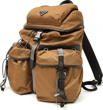 Prada Brown Nylon Leather Backpack (Pre-Owned)