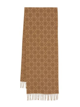 Sandro geometric-pattern wool scarf - men - Wool - One Size - Camel