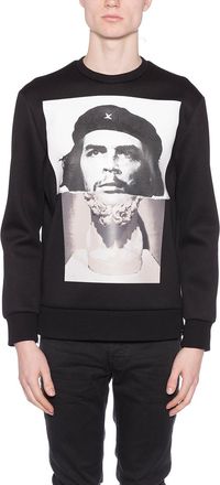 Neil Barrett Mens Neoprene Sweatshirt With Print - Black viscose - Size X-Small