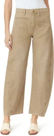 Habitual Evie High Front Patch Ankle Barrel Leg Jeans in Brown Rice at Nordstrom, Size 25