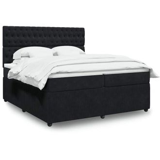 vidaXL Cama Box Spring Con Colch&oacute;n Terciopelo Negro 200x200 Cm