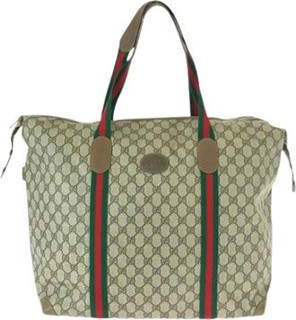 Gucci Pre-owned Tote Bags, unisex, Beige, Size: ONE SIZE Pre-owned Canvas Tote Bag
