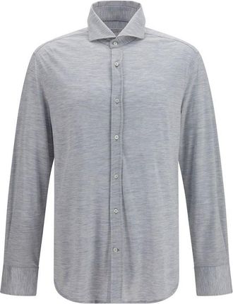 Brunello Cucinelli Gray Silk Dress Mens Shirt