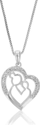 Vir Jewels 1/12 cttw Lab Grown Diamond Pendant Heart And Mom Necklace.925 Sterling Silver 2/3 Inch With 18 Inch Chain