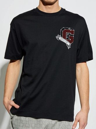 Givenchy Mens Monogram College Embroidered Logo T-Shirt in Black Cotton - Size Small