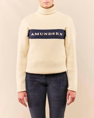 Amundsen & Scott Mens Ski Turtleneck Top In Cream/navy