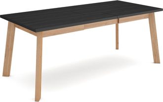 Skraut Home Skraut Home - Mesa Comedor, Mesa Fija Cocina Y Sal&oacute;n, 200, Para 10 Comensales, Patas De Madera, Estilo Moderno, Negro Y Roble