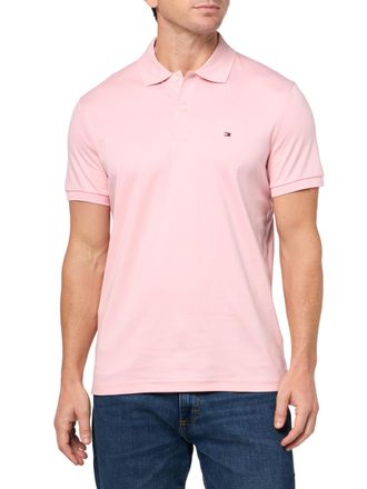 Tommy Hilfiger Mens Short Sleeve Casual Polo Shirts in Regular Fit with Liquid Cotton, Pink Shade, XL
