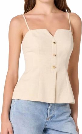 Astr Britta Button-Front Spaghetti Strap Top In Cream