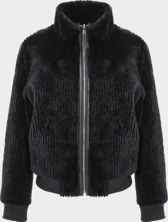 Gorski Reversible Select Grooved Shearling Lamb Insignia Bomber Jacket