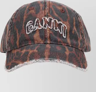 Ganni cotton leopard-print baseball cap