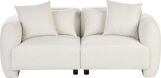 Beliani Sof&aacute; Tapizado Minimalista De Perfil Bajo 3 Plazas Asiento Profundo Blanco Crema Eknes