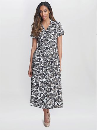 Gina Bacconi Womens Ivonne Short Sleeve Shirt Dress - Black - Size Medium