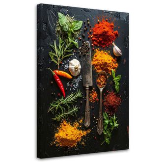 Feeby Cuadro En Lienzo, Especias Hierbas Verduras, 80x120
