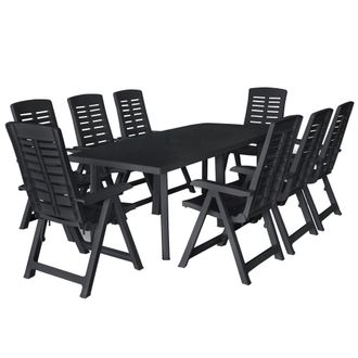 Berkfield Home 9 Piece Outdoor Dining Set Plastic Anthracite in Black
