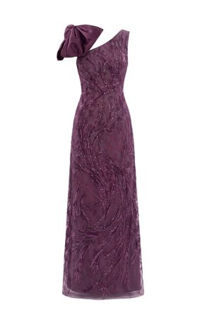 Saiid Kobeisy Asymmetrical Embroidered Dress With Bow