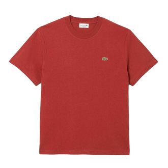 Lacoste Heren Geborduurd Logo Katoenen T-Shirt (Rood)