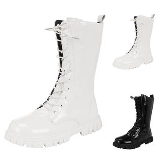 Generic Girls Knee-High Boots, Fashion Casual Lace Up Boot Soft And Comfort Waterproof Walking Bootie Non-Slip School Shoes Fall Winter Shoes British Single L