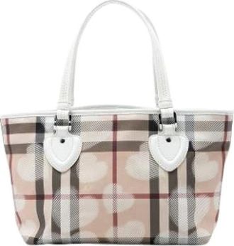 Burberry Pre-owned Hartjesprint Tote - Dames - Vintage Shopper - Beige - ONE Size - Leer - Vintage