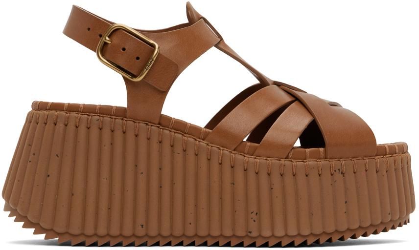 2024 A.P.C Women’s Brown Double Strap Wedge Sandals Size EU 41/ US 11