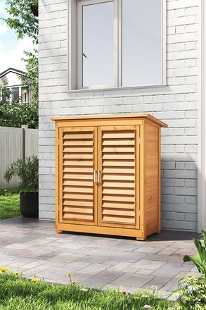 H&O Direct Solid Wood Outdoor Storage Cabinet Storage Tool Shed in Bright Yellow