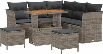 vidaXL Garden Sofa Set 8 pcs Grey Poly rattan and powder-coated steel vidaXL