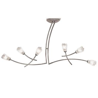 Netlighting Pietra Linear Pendant 2 Arm 6 Light G9 Polished Chrome in Grey