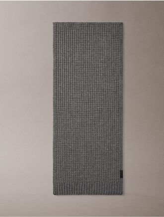 Calvin Klein Mens Grid Stitch Scarf - Grey