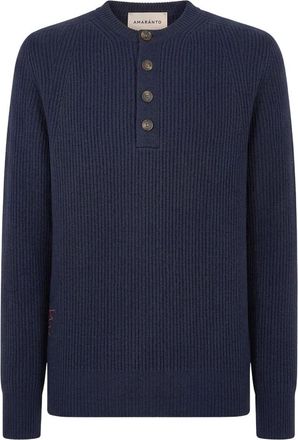 Amaranto Jersey de cuello redondo acanalado - Knitwear - Hombre - Azul - XL