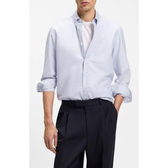 BOSS Liam Cotton Button-Up Shirt in Light/Pastel Purple at Nordstrom, Size Xx-Large