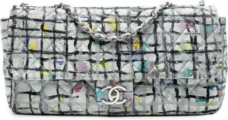Chanel 2014 medium Graffiti Flap kalfsleren handgeverfde schoudertas - Wit