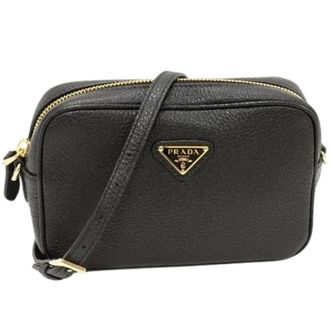Prada Pre-owned Vitello Daino Calf 2way Shoulder Bag - Dames - Pre-owned - Zwart - Maat: ONE Size Leer