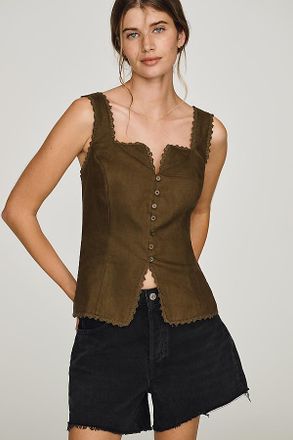 Reformation Viola Linen Scalloped Tank Top