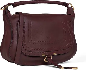 Chlo&eacute; Womens Shoulder Bag Marcie Burgundy Calf Leather