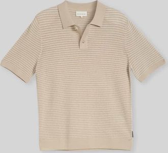 Tom Tailor Regular Fit Poloshirt aus einer Baumwolle in Strickoptik in Beige, Gr&ouml;&szlig;e XXXL