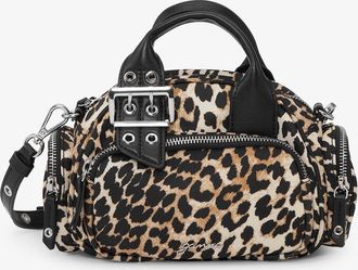 Ganni Mixed Leopard Mini Polochon Bag