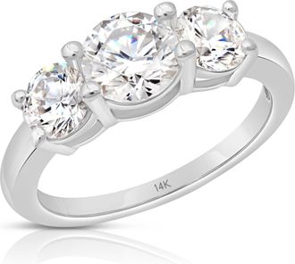 MAX + STONE 14k Yellow or White Gold 2 Carat Cubic Zirconia Anniversary or Engagement Ring