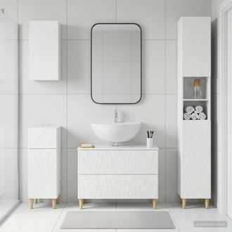 vidaXL Vidaxl Set Di Mobili Da Bagno Da 4 Pezzi Delft Bianco Lucido
