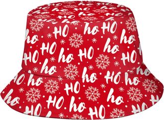 AOOEDM Merry Christmas Bucket Hat Ho Ho Ho Hats Funny Xmas Decoration Fisherman Cap for Adults Teens